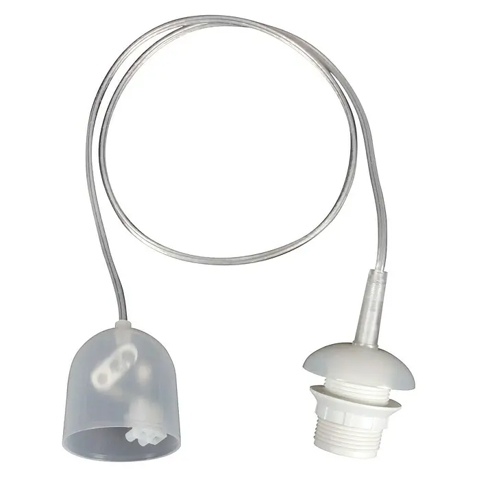 Näve Lampenpendel - Transparent, 120 cm, 60 W, E27 - Eine Lampenfassung mit Kabel und transparenter Abdeckung, ideal für DIY-Beleuchtungsprojekte und kreative Lichtinstallationen.