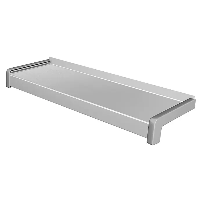 Sarei Seitenteil - PVC, Grau, 70 x 30 x 40 mm, 2 Stk. - Eine graue, rechteckige Ablage mit erhöhten Rändern, ideal für die Aufbewahrung von Gegenständen oder zur Präsentation von Waren.