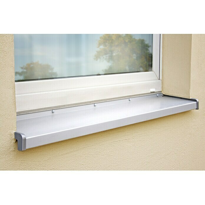 Sarei Fensterbank nach Maß (Aluminium, Max. Zuschnittsmaß: 300, Weißaluminium/Silber, Breite: 15 cm)