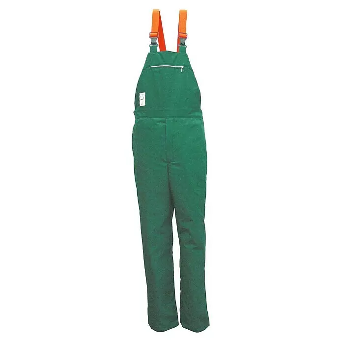Pantalón de peto CrissCross - M, Verde/Naranja - Peto verde con tirantes naranjas ajustables y bolsillo con cremallera en el pecho.