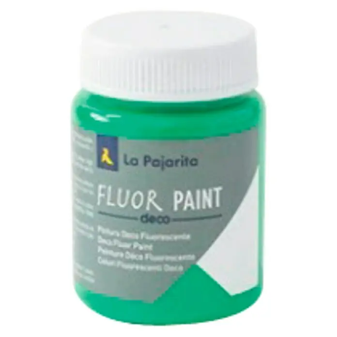 La Pajarita Pintura Fluor Paint - Green, 75 ml - Bote de pintura verde fluor "La Pajarita Fluor Paint Deco", perfecto para dar un toque brillante a tus proyectos.