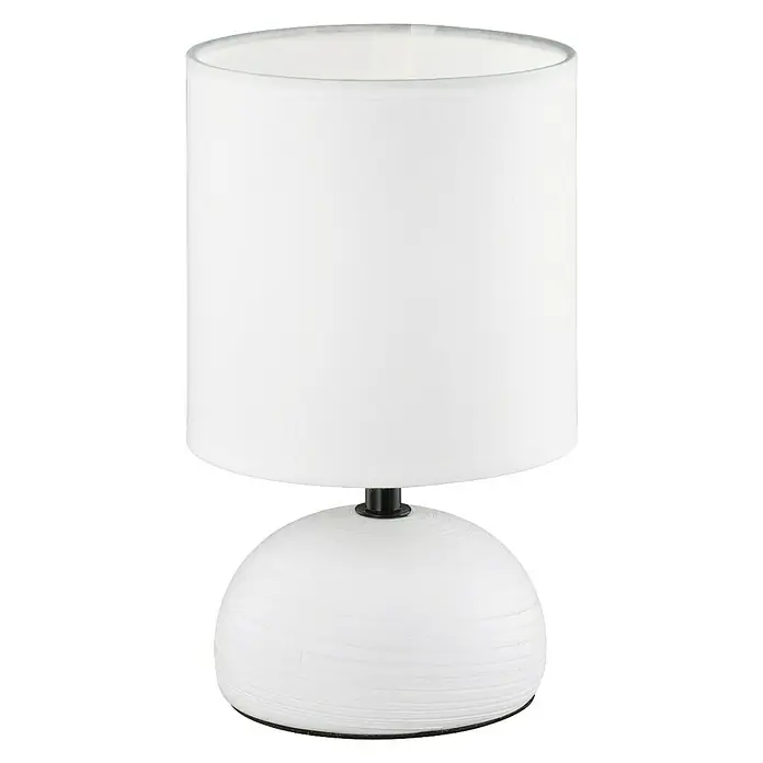 Trio Lighting Lámpara de sobremesa Luci - 40 W, Ø x Al: 14 x 23 cm, Blanco, E14 - Una elegante lámpara de mesa blanca con pantalla cilíndrica y base esférica, ideal para una iluminación con estilo.