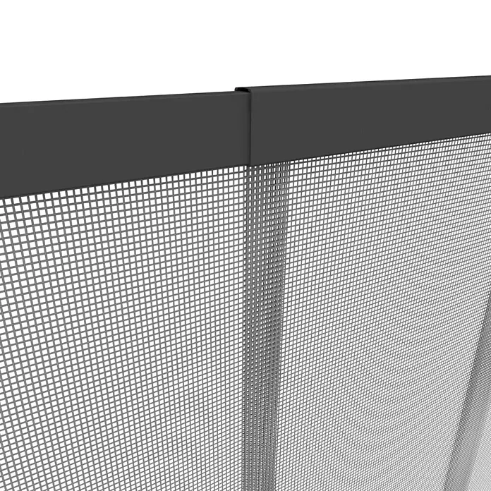 Easy Life Insektenschutzvorhang easyFix - B x H: 100 x 220 cm, Montage Insektengitter: Ankletten - Nahaufnahme eines grauen Moskitonetzes mit einem robusten Rahmen, ideal für den Schutz vor Insekten und zur Verbesserung des Wohnkomforts.