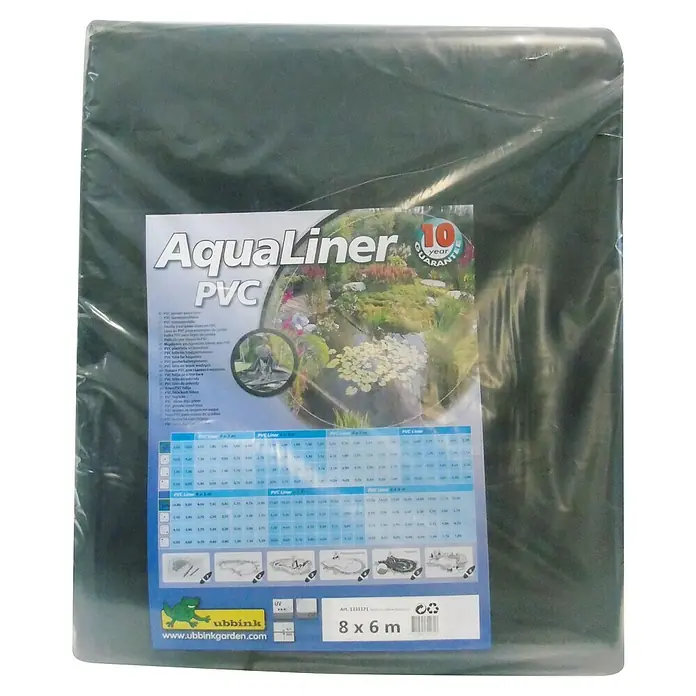 Ubbink PVC-Teichfolie AquaLiner - Stärke: 0,5 mm, L x B: 8 x 6 m - Aqualiner PVC Teichfolie mit 10 Jahren Garantie, ideal für die Gestaltung von Gartenteichen. Größe: 8 x 6 Meter.
