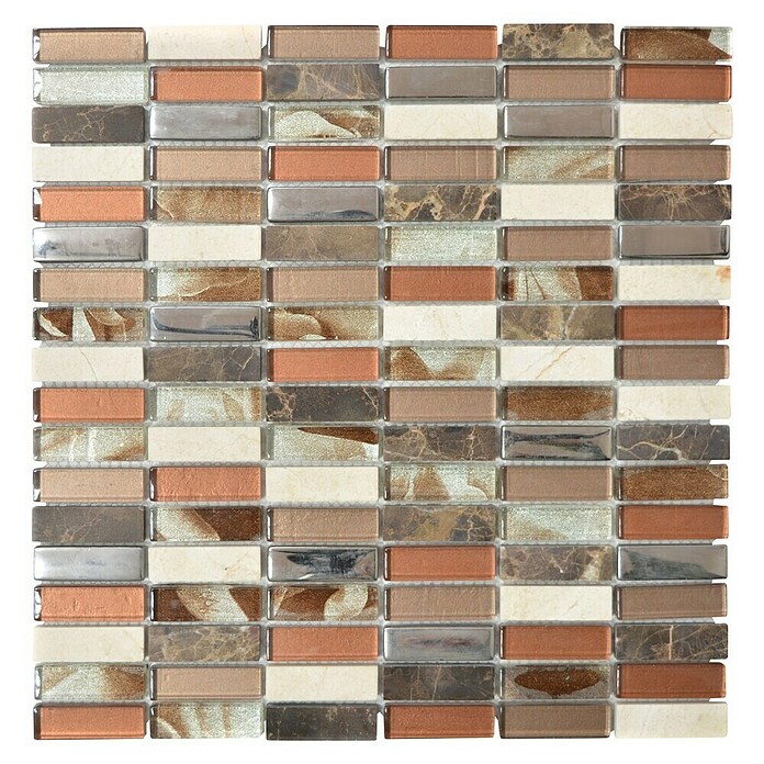 Mosaikfliese Rechteck Crystal Mix XCM SM78 (29,8 x 30,4 cm, Braun/Beige, Glänzend)