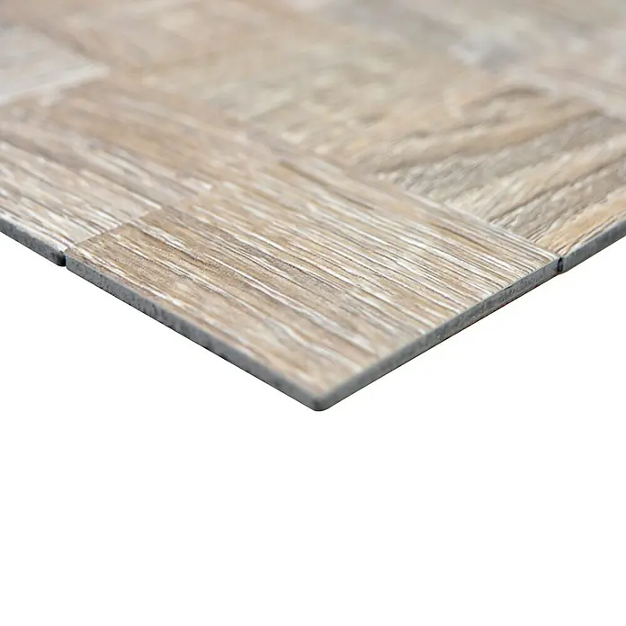 Selbstklebemosaik SAM 4MW99H - 30,5 x 30,5 cm, Hellgrau, Matt - Bild eines quadratischen Vinylbodenbelags in Holzoptik mit attraktiven Farbnuancen für ein gemütliches Ambiente.