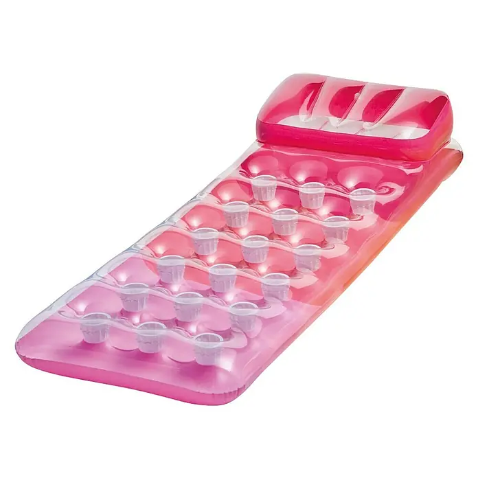 Intex Colchoneta hinchable 18 Vasos - Plástico - Colchoneta hinchable rosa con almohada y portavasos integrados para nadar relajadamente. Ideal para la piscina o el lago.