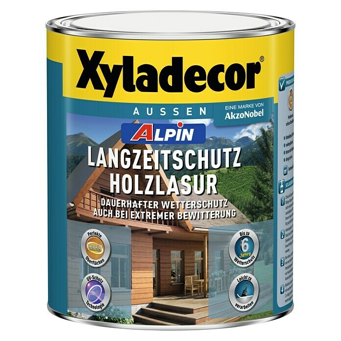 Xyladecor Langzeitschutz-Holzlasur Alpin (Farblos, 1 l, Seidenglänzend, Lösemittelbasiert)