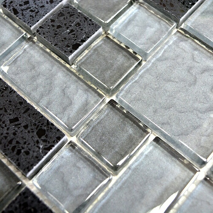 Mozaïektegel Crystal Mix XCM K989 (29,8 x 29,8 cm, Zwart, Glanzend)