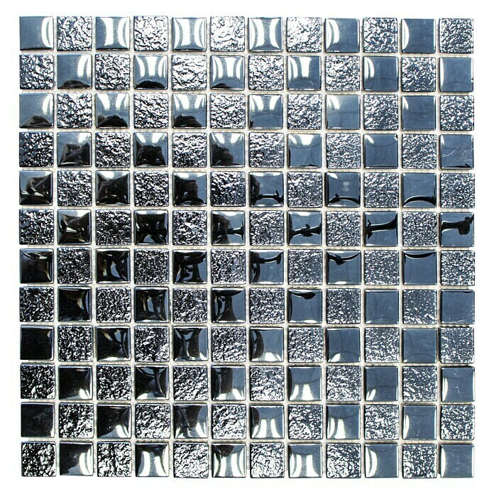 Mosaikfliese Quadrat Crystal Mix XCM 8LU89 (29,8 x 29,8 cm, Schwarz, Glänzend)