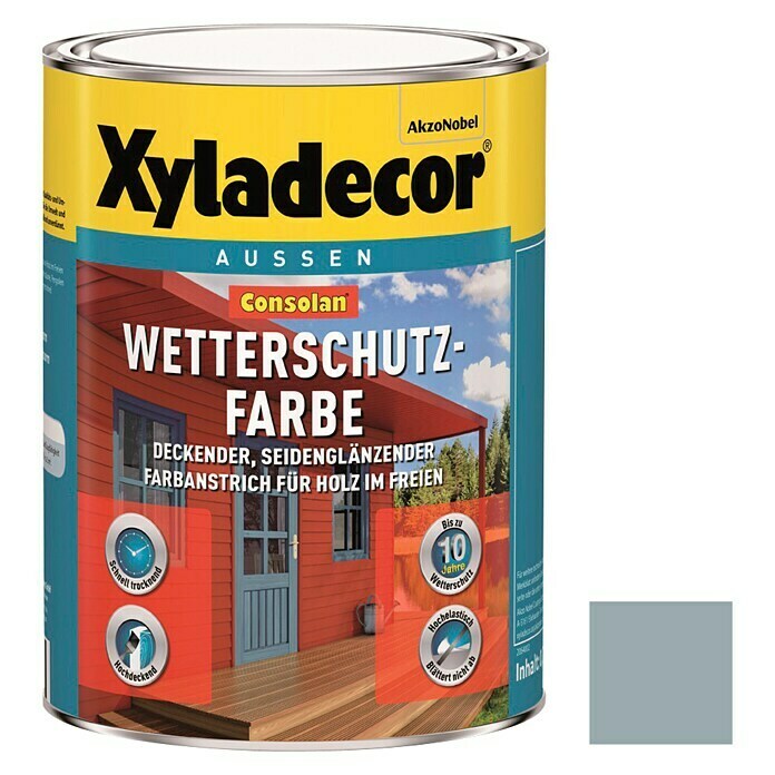 Xyladecor Wetterschutzfarbe Consolan (Silbergrau, Seidenglänzend, 750 ml, Wasserbasiert)
