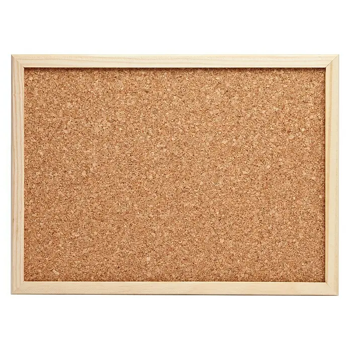 Corcho para notas con marco - 40 x 30 cm, Madera, Marrón, aspecto de madera - Tablón de corcho con marco de madera clara, perfecto para colgar notas y fotos en la oficina o en casa. Un práctico tablero de notas para organización.