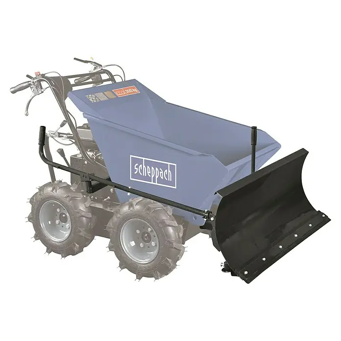 Scheppach Raddumper DP 3000 - 4.100 W, 196 cm³, Fassungsvermögen: 125 l, Benzin - Scheppach Mini Dumper mit Schneeschild. Die Schneefräse ist aus robustem Stahl gefertigt und lässt sich einfach am Dumper montieren.