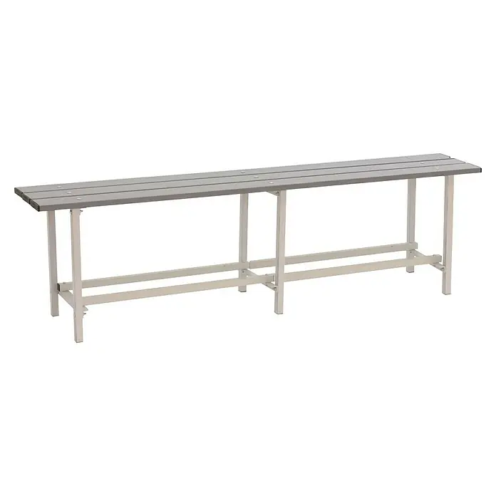 Simonrack Banco de vestuario Metal Desmontado - L x An x Al: 32 x 150 x 47,5 cm, Gris - Banco gris largo con un diseño robusto y moderno para vestuarios, instalaciones deportivas o áreas de espera, ideal para sentarse cómodamente.