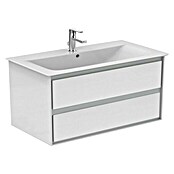 Ideal Standard Connect Air Waschtischunterschrank (44 x 100 x 51,7 cm, 2 Schubkästen, Weiß/Hellgrau, Glänzend)