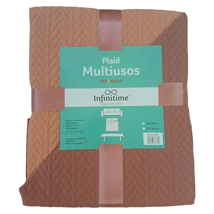 Manta para sofá reversible Trenza - Textil, Rosa - Manta Plaid Multiusos en tonos cálidos, ideal para momentos acogedores y uso versátil, reversible y decorativa.