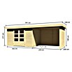 Karibu Gartenhaus Askola (L x B: 217 x 557 cm, Wandstärke: 19 mm, Flachdach, Natur, Mit Anbau, Seiten- & Rückwand)