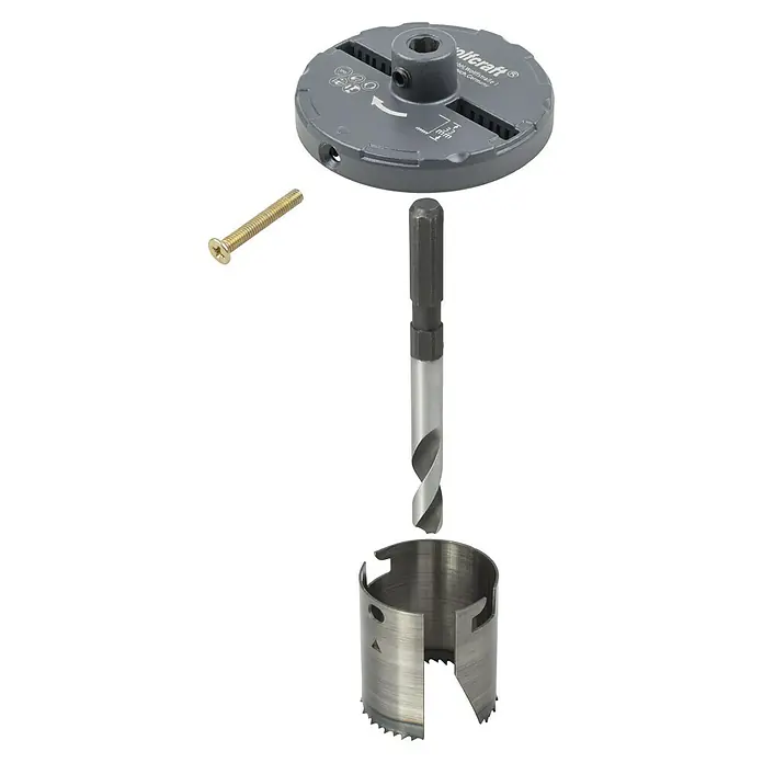 Wolfcraft Mehrkranzlochsäge - 3 -tlg., Schnitttiefe: 33 mm - Ein Lochsägen-Set mit Tiefeneinstellung, Bohrer und Schraube für präzise Holzarbeiten, ideal für Heimwerker und Profis.
