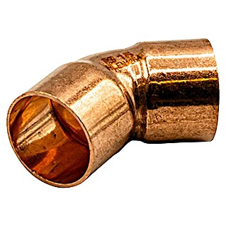 Codo de cobre (Diámetro: 22 mm, Ángulo: 45 °, Tipo de conexión: Hembra - Hembra, 2 ud.)