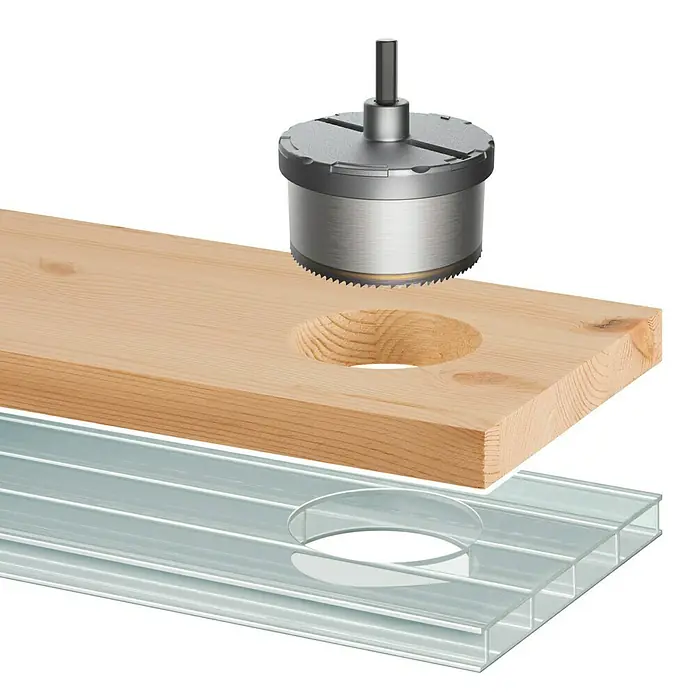Wolfcraft Mehrkranzlochsäge - 3 -tlg., Schnitttiefe: 33 mm - Ein Lochsäge-Werkzeug zum Bohren von präzisen Löchern in Holz und anderen Materialien, ideal für den professionellen Einsatz.