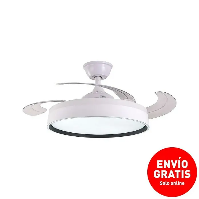 Led Hispania Ventilador de techo Ostro - Blanco, 106 cm, 35 W, Blanco cálido - Ventilador de techo blanco con iluminación LED integrada, perfecto para un espacio moderno. Eficiente y elegante.