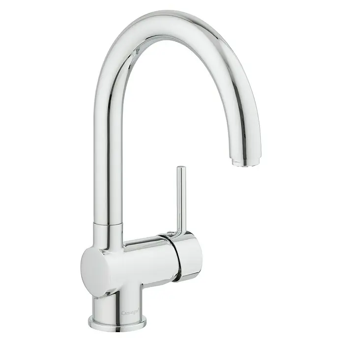 Camargue Spültischarmatur Palma - Niederdruck, Chrom, Glänzend, Beweglichkeit Auslauf: Schwenkbar, Hebelgriff - Glänzender, hochglanzverchromter Camargue Küchenarmatur mit Einhebelmischer für moderne Küchen, die Wert auf Design und Funktionalität legen.