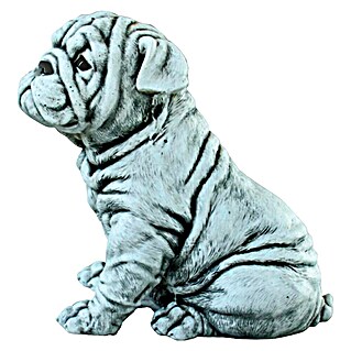 Figura decorativa Bulldog sentado (L x An x Al: 21 x 15 x 27 cm, Ceniza, Piedra artificial)