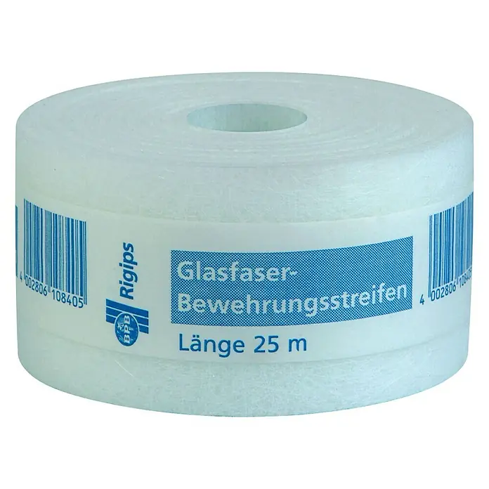 Rigips Fugenband Glasfaserbewehrung - 25 m x 5 cm - Glasfaser-Bewehrungsstreifen Rolle von Rigips, 25 Meter Länge, für Bau- und Renovierungsarbeiten, eine zuverlässige Lösung zur Rissvermeidung.
