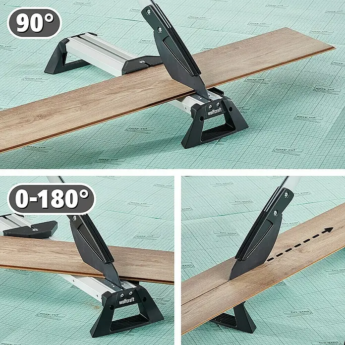Wolfcraft Laminat- & Vinylschneider VLC 800 - Schnittbreite: 465 mm, Aluminium - Laminatschneider: Präzise Schnitte von 90° bis 180° für saubere Ergebnisse beim Laminatverlegen mit dem Wolfcraft Laminatschneider.