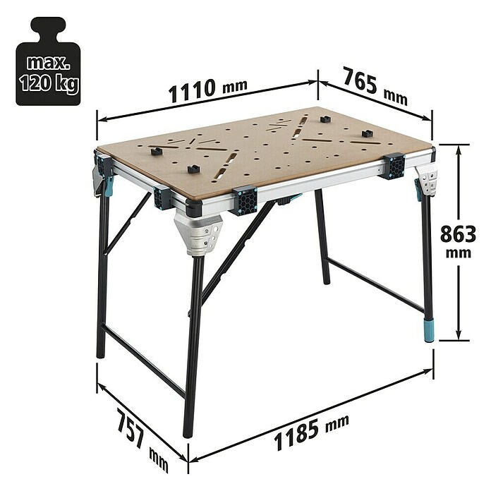 Wolfcraft Werkbank Master Work 1600  (L x B x H: 76,5 x 110 x 86,3 cm, Belastbarkeit: 120 kg) | BAUHAUS