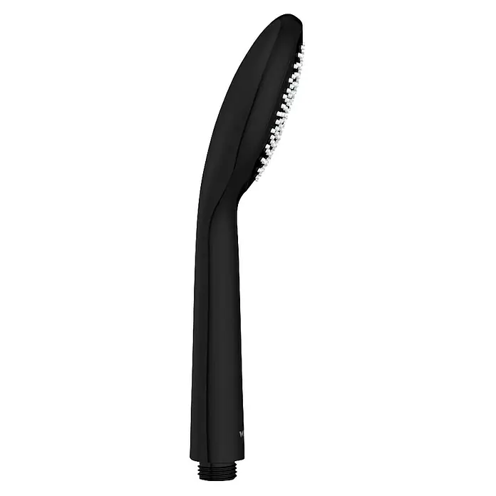 Wenko Teleducha WaterSaving - Número de funciones: 1 ud., Negro - Cabezal de ducha negro con boquillas blancas para una experiencia de ducha lujosa. Diseño elegante para cualquier baño.