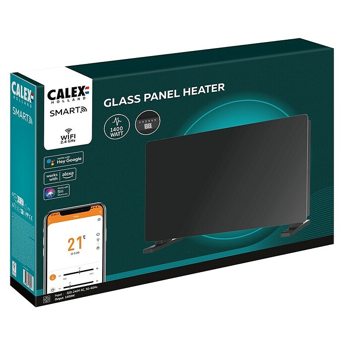 Calex Convector Panel Heater (1.400 W, 64,5 x 6,6 x 43 cm, Zwart) | BAUHAUS