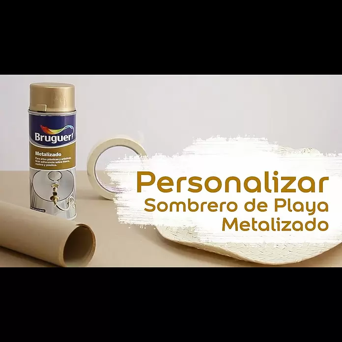 Bruguer Spray para retoques Metalizado - Plateado, Brillante, 400 ml - Vdeo Tutorial: Personalizar Sombrero de Playa Metalizado - Bruguer