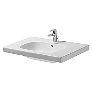 Duravit D-Code Waschtisch (85 x 48 cm, Ohne Spezialglasur, Hahnloch: Mitte, Mit Überlauf, Weiß)