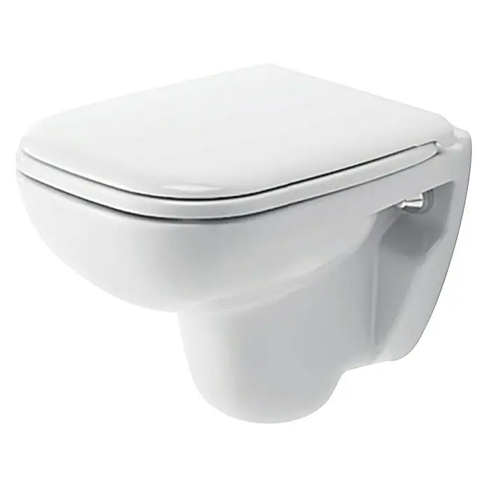 Duravit D-Code Wand-WC Compact - Mit Spülrand, Ohne Spezialglasur, Spülform: Tief, WC Abgang: Waagerecht, Weiß - Wandhängendes WC in Weiß, modernes Design für das Badezimmer. Komfort und Stil vereint in einem Produkt.