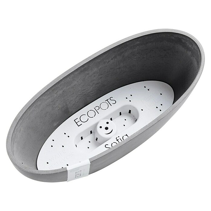 Ecopots Sofia Pflanzschale Oval (L x B x H: 30 x 13 x 13,5 cm, Grau) | BAUHAUS