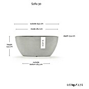 Ecopots Sofia Pflanzschale Oval (L x B x H: 30 x 13 x 13,5 cm, Weißgrau) | BAUHAUS