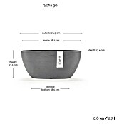 Ecopots Sofia Pflanzschale Oval (L x B x H: 30 x 13 x 13,5 cm, Grau) | BAUHAUS