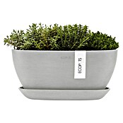 Ecopots Sofia Pflanzschale Oval (L x B x H: 30 x 13 x 13,5 cm, Weißgrau) | BAUHAUS