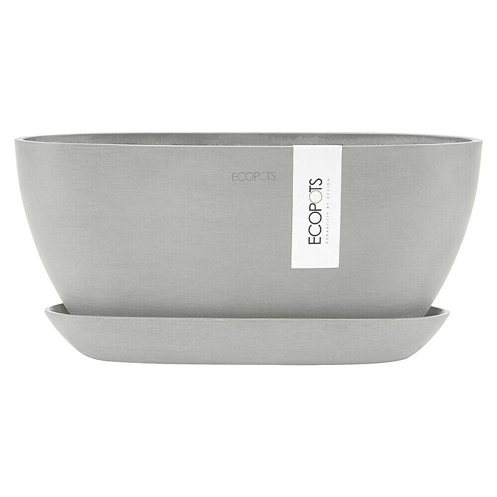 Ecopots Sofia Pflanzschale Oval (L x B x H: 30 x 13 x 13,5 cm, Weißgrau) | BAUHAUS