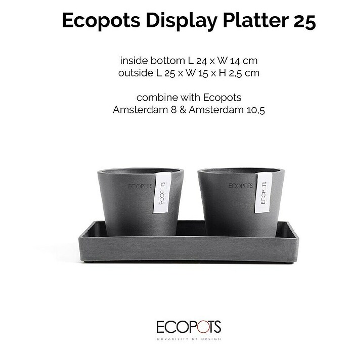 Ecopots Blumentopf-Untersetzer (L x B x H: 25 x 15 x 2,5 cm, Kunststoff, Grau) | BAUHAUS