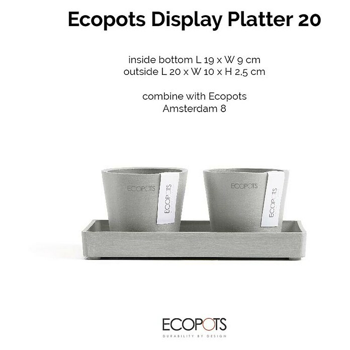 Ecopots Blumentopf-Untersetzer (L x B x H: 20 x 10 x 2,5 cm, Kunststoff, Weißgrau) | BAUHAUS