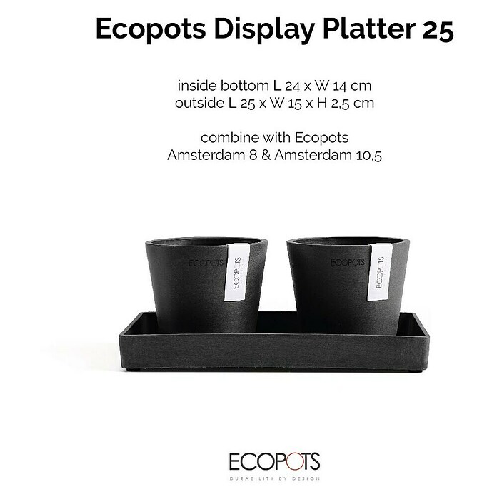 Ecopots Blumentopf-Untersetzer (L x B x H: 25 x 15 x 2,5 cm, Kunststoff, Dunkelgrau) | BAUHAUS