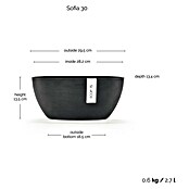 Ecopots Sofia Pflanzschale Oval (L x B x H: 30 x 13 x 13,5 cm, Dunkelgrau) | BAUHAUS