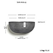 Ecopots Sofia Pflanztopf Wall (L x B x H: 43 x 25 x 17,5 cm, Kunststoff, Grau) | BAUHAUS