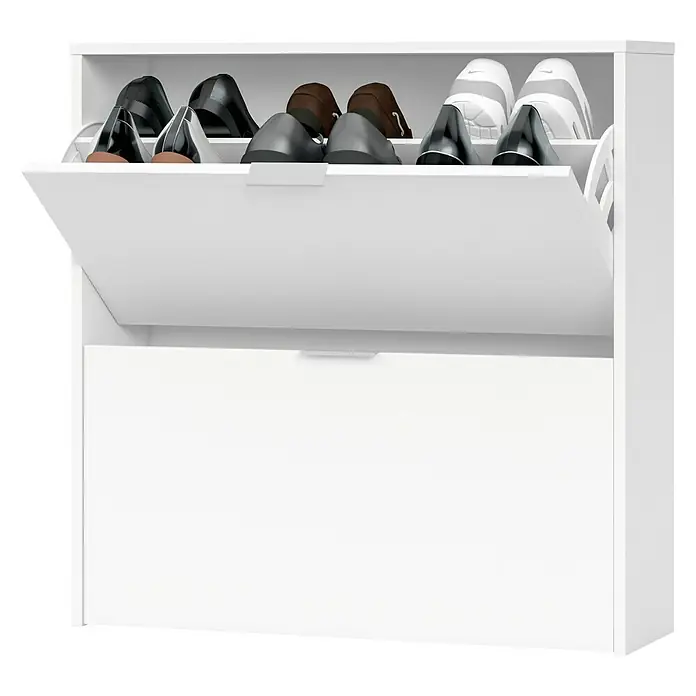 Muebles Pitarch Schuhschrank „Tibet“ – Weiß, 2 Türen, Platz Für 12 Paar Schuhe, 82x74x25 Cm