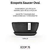 Ecopots Sofia Blumentopf-Untersetzer Oval (Außenmaß (L x B x H): 25,6 x 11,7 x 3 cm, Kunststoff, Dunkelgrau) | BAUHAUS