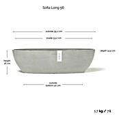 Ecopots Sofia Pflanzschale Lang (Außenmaß (L x B x H): 56 x 14 x 16 cm, Weißgrau) | BAUHAUS