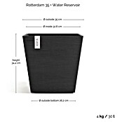 Ecopots Rotterdam Pflanzkasten mit Wasserspeicher (Außenmaß (L x B x H): 35,2 x 35,2 x 34 cm, Kunststoff, Dunkelgrau) | BAUHAUS