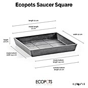 Ecopots Rotterdam Kasten-Untersetzer (22 x 22 x 2,5 cm, Kunststoff, Grau) | BAUHAUS